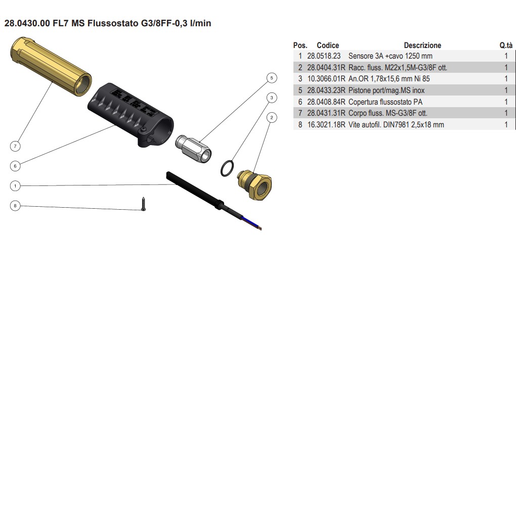 Érzékelő nyomásérzékelő FL7 MS 3A + 1250 mm-es kábel 28.0518.23